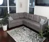 Romania knoll c shaped corner extendible removable back grey velvet sofa set