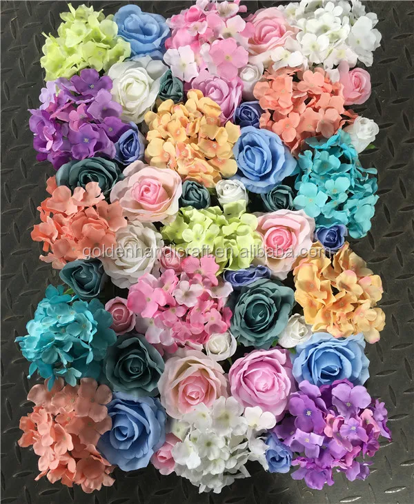 Customized Artificial Silk Wedding Roll Up Flower Wall Rose Backdrop