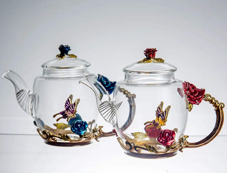 Heat Resistant Enamel Glass Teapot For Blooming Tea 300ml Buy Enamel