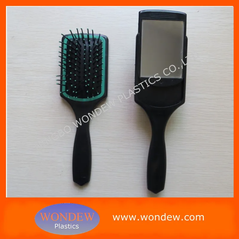 paddle brush with removable mirror