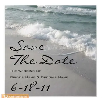 Beach Wedding Save The Date Ocean Waves Sand Announcements Buy