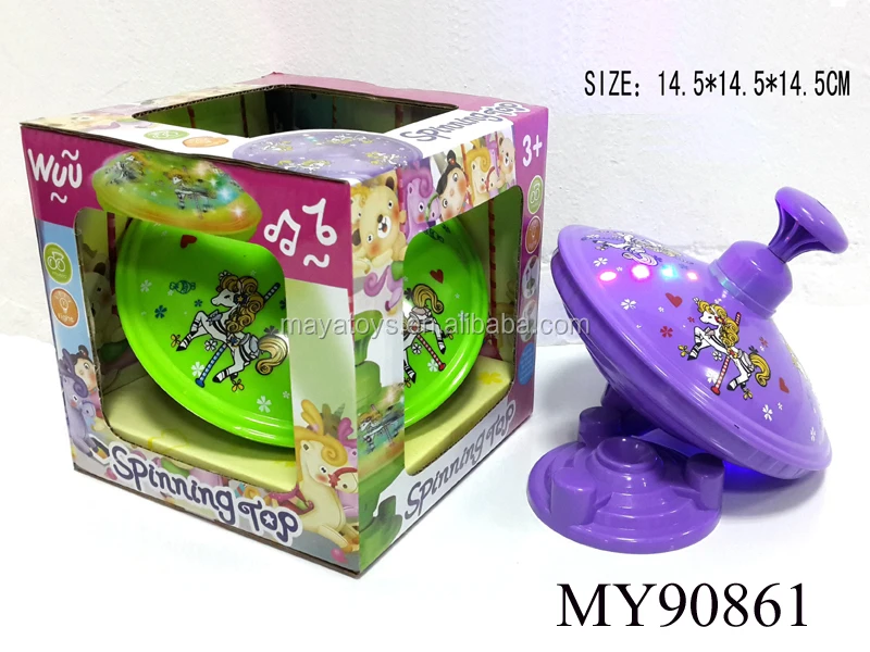 Hot Sale Promotional Plastic Toy Spinning Top With Light Music 10cm