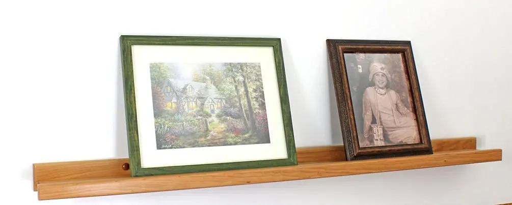 Photo Shelf - Solid Cherry Picture Ledge & Photo Ledge - Art Display - Book Display Shelf - Made in the USA (Natural, 48" Long x 3.5" Deep)