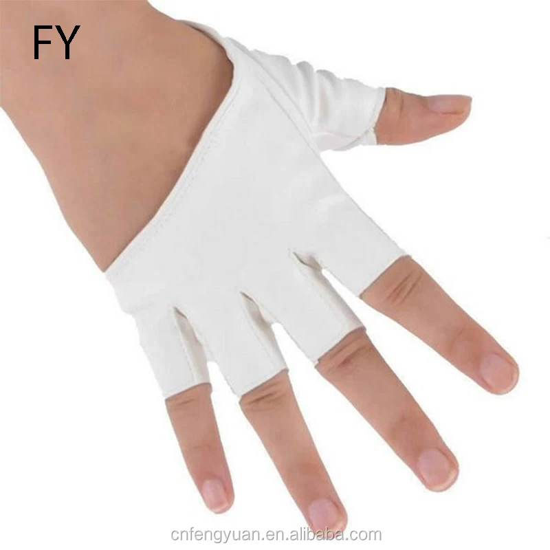 Fingerless gloves Unisex PU fingerless leather gloves black red
