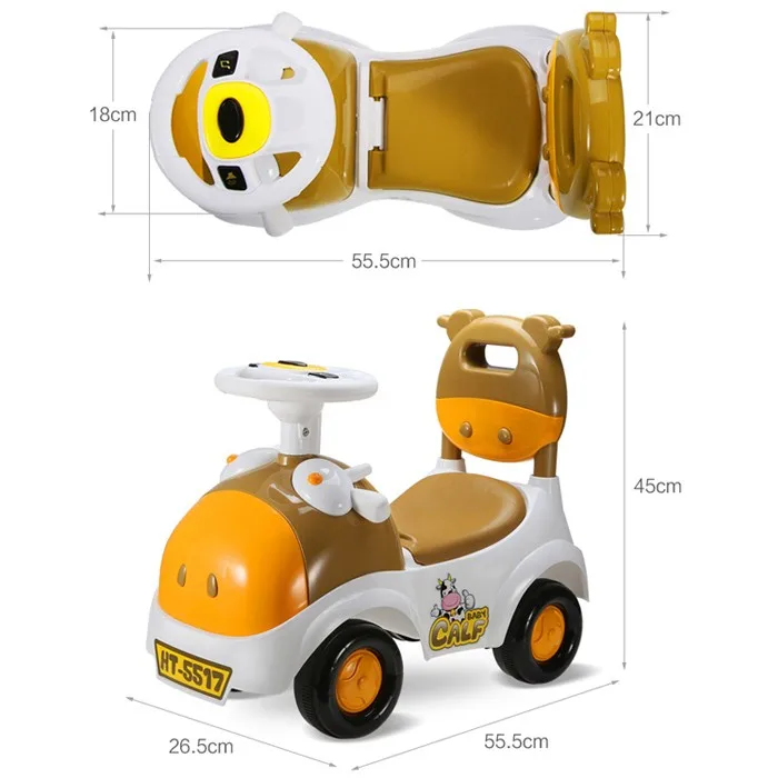 Animal Mould Cheap Baby Swing Car With 4 Wheels Kids Swivel Car With