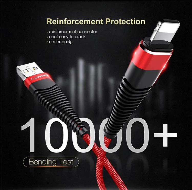 Free Shipping Mobile Phone Data Cable FLOVEME Strong Fast Charging for Cell Phone Charger USB Cable