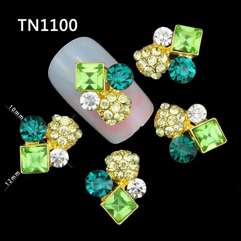 10 Pcs 3D Nail Art Decorations Gold Alloy Diy Glitter Skull Charm Green Rhinestone Tools Used