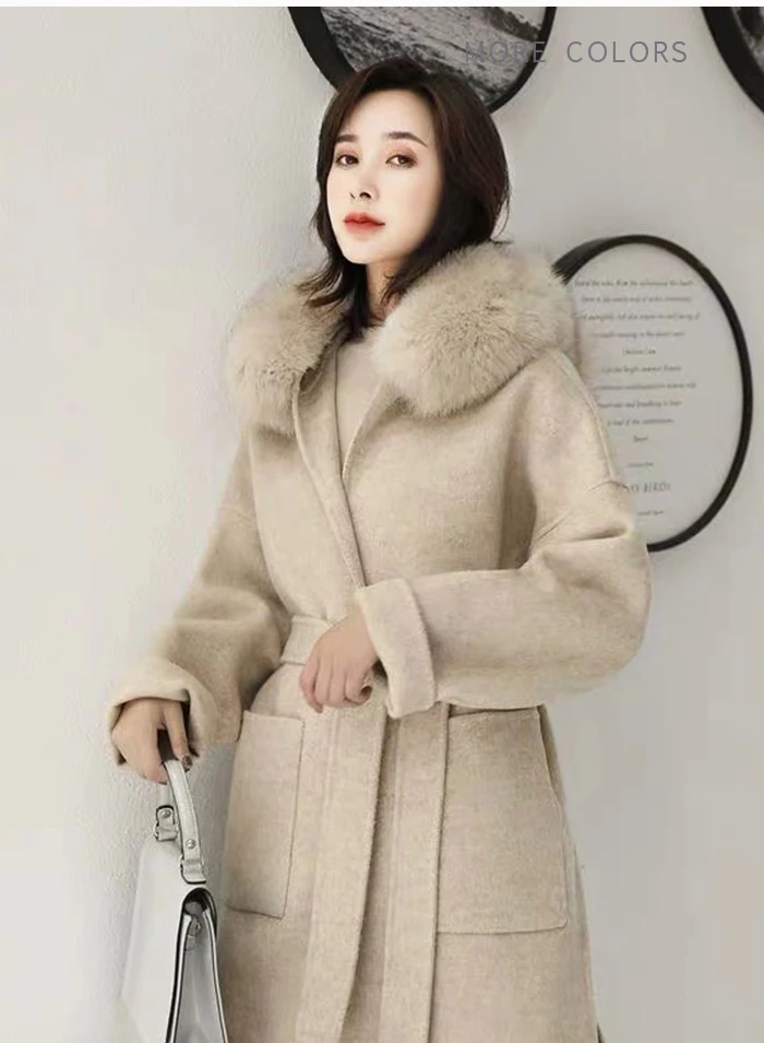 manteau femme cachemire avec col fourrure