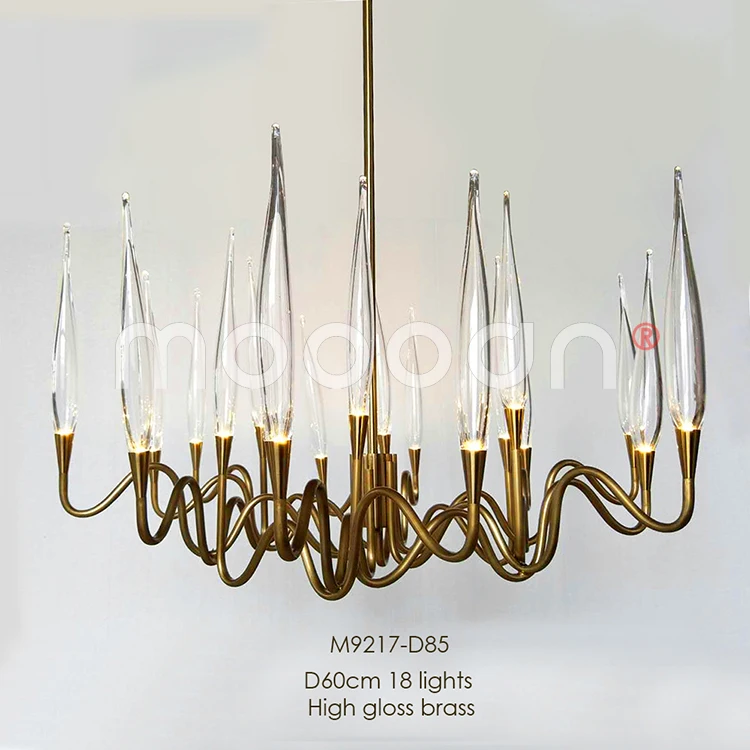 Modern European Metal Iron Art Luxury gold or nickel Pezzo G4 LED Candle Crystal Glass Chandelier