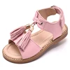 2018 Posh Style Pink Leather With Tassels Flat Heel Girls Dress Sandals
