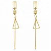 Simple Design Triangle Shape Elegant Copper Long bar Stud gold geometric earrings