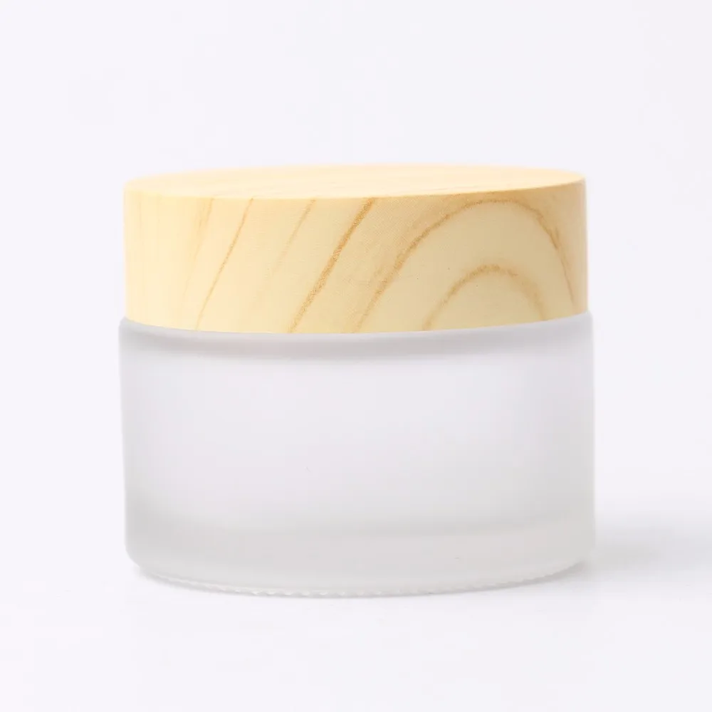 30g 50g Empty Matte Bamboo Face Cream Jar,Frosted Glass ...