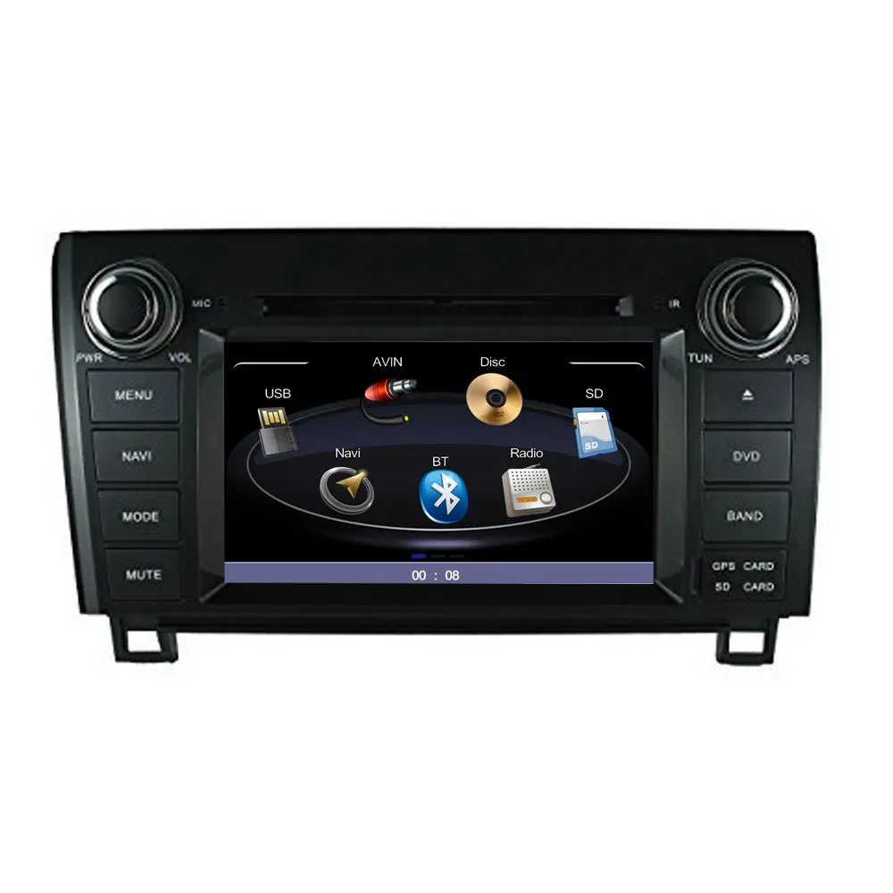 Indash Car Stereo Radio Head Unit GPS Navigation DVD Player for 2005-2013 Toyota Tundra 2008-2014 Sequoia / Bluetooth/SD/USB/FM/AM Radio/Steering Wheel Control/AV-IN/Free Map