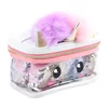 Cosmetic bag professional Unicorn Rainbow PVC make-up bag with 2pcs Sequin Cosmetic Pouch
