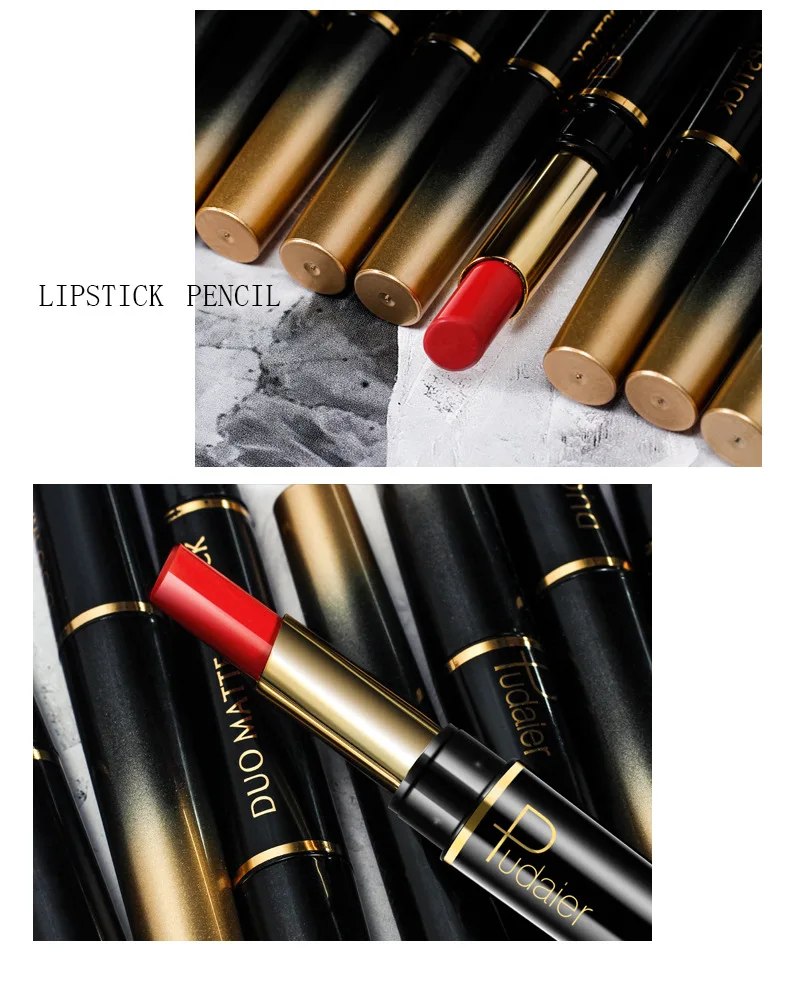 Pudaier 16 Colors 2 In 1 Lip Liner Pencil Lipstick Lip Beauty Makeup Waterproof Double