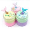 DIY crystal Mermaid tail Slime with sparkles and conch shell for Kids Clay Toy