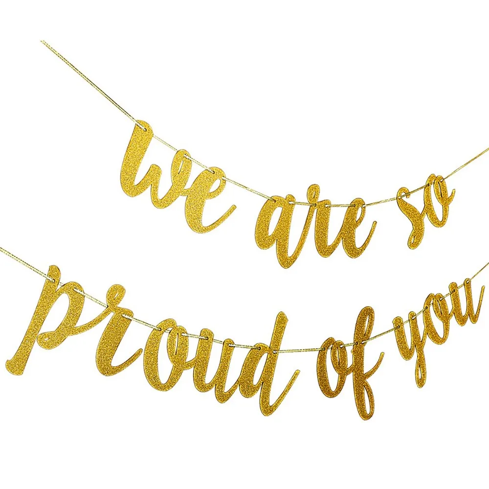 Gold Glittery We Are So Proud Of You Banner -graduation Party/grad ...