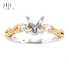 18K Two Tone Solid Gold 3 Three Stone Diamond Infinity Twisted band Engagement Anniversary Solitaire Semi Mount Ring Setting
