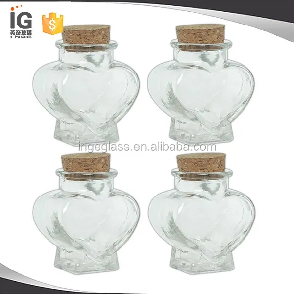 Small Heart Shaped Clear Glass Jar With Cork Seal Buy Heart Shaped