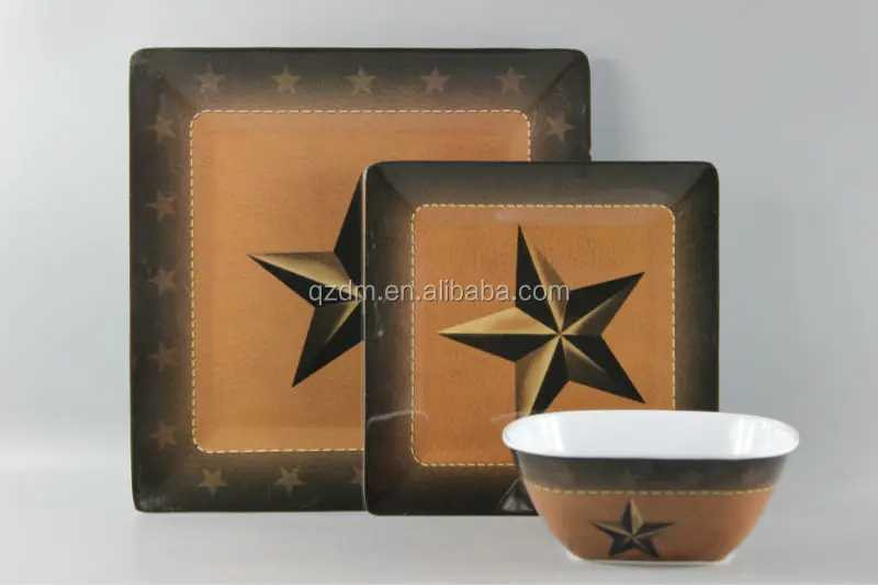 Square Shape Melamine Plate And Bowl Set/Square Dinner Set