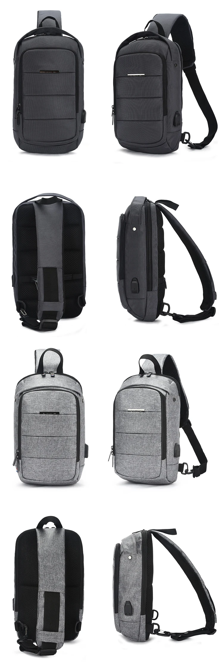 Latest brand design fashionable urban USB charging men's waterproof rucksack sling backpack mochilas satchel bag