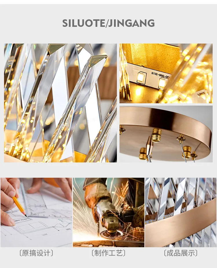 Modern LED crystal chandelier stainless steel chandelier can be customized living room bedroom hotel lighting