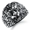 Stainless steel gothic style lion head men ring