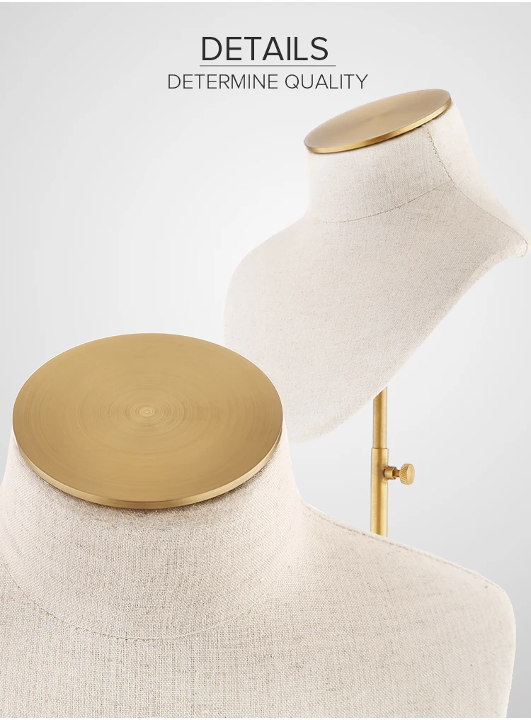 Beige Linen Necklace Bust Jewelry Metal Display Stand Jewelry Bust
