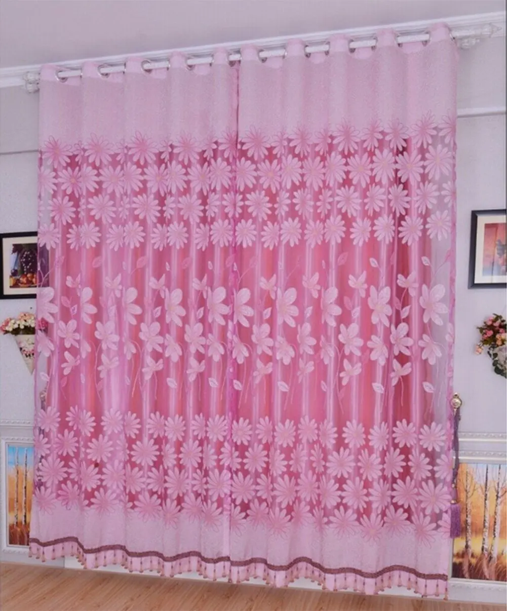 Buy Freedi Willow Voile Tulle Room Floral Print Panel Sheer Drapes