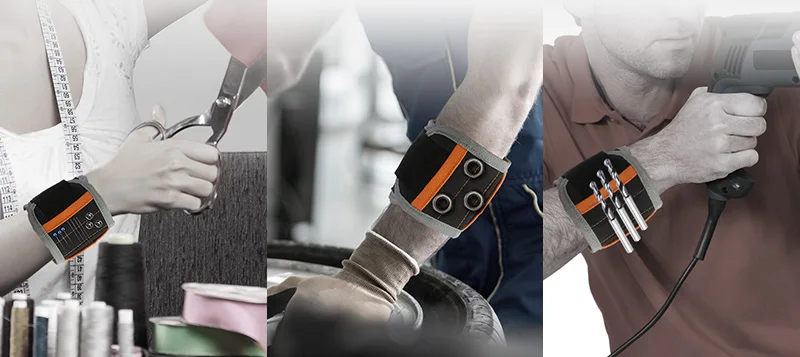 JAKEMY JM-X5 Portable Magnetic Wristband Bag with Strong Magnets for Holding Screws Nails Drilling Bits DIY Hand Tool Collection