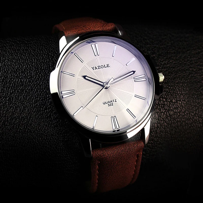 2018 hot watch YAZOLE 332 Quartz watch Men Watches Top Luxury brand Male WristWatch leather Business Male Clock
