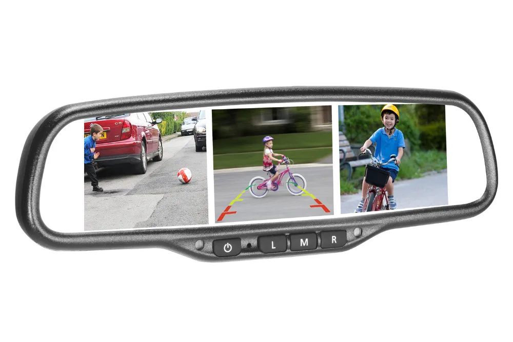 3 Screen Display Auto Dash Cam Rear View Monitor Mirror 170 Degree