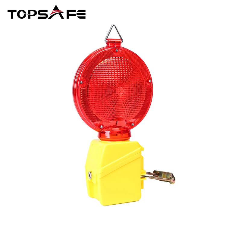 S-1310 PC Lens Single Battery Solar LED Warning Yellow/Red Flashing Lights Traffic Warning Lamp