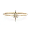 Dainty 925 women jewelry 14K gold small starburst diamond ring jewelry