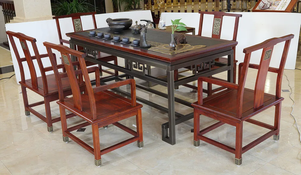 Tmy001 Brass And Rosewood Chinese Tea Table And Chairs Set Buy