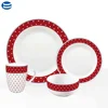 valentine's day red heart design 16pcs dinnerware sets ceramic