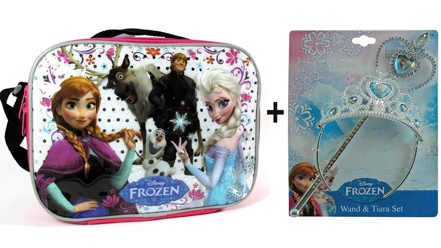 Frozen Exclusive Elsa /& Anna Blue Backpack 16 and Tiara Crown with Wand Silver with Blue Elsa and Anna Heart JewelSet