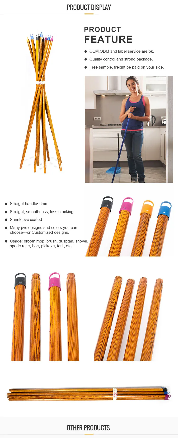 Colorful Cap Mop Pvc Coated Wooden Broom Stick For Cleaning Buy