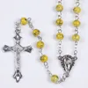 Popular Baking Varnish Bead Rosary Necklace Madonna with Stars Metal Crucifix Rosaroes Cross Chapelet