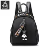 Women Leather Backpack For Teenage Girls Fashion Black Medium Student Cartoon Lovely Pendant Shoulder School Bag DropShipping