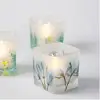 Table Decor Painted Cube Glass Containers For Candles For Tea Light Candles