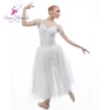 Puff Sleeve Swan White Long Romantic Style Ballet Tutu Soft Tulle Ballerina Dress 17306