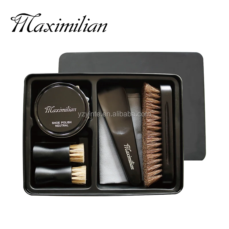 6 pcs Shoe Shine Kit W//100/% Horsehair Brush Business Trip Carrying /& Household