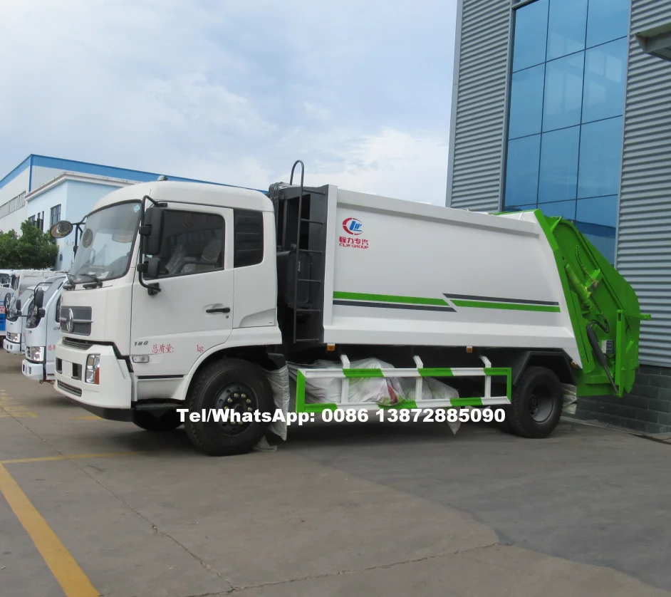 Dongfeng 6 Wheeler 190hp Waste Collecting Trash Bin Lifting 14 Cubic