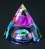 Crystal Rainbow Faceted Cone with Dome Pyramid Paperweight MH-F0294