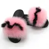 Hot Summer Women Fur Slippers Real Fox fur Slides Designer Flat Fluffy Plush Furry Shoes Female Room Slippers