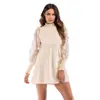 women knitted mini dress autumn winter ladies sexy sweater dresses mesh long sleeve vintage Y10778