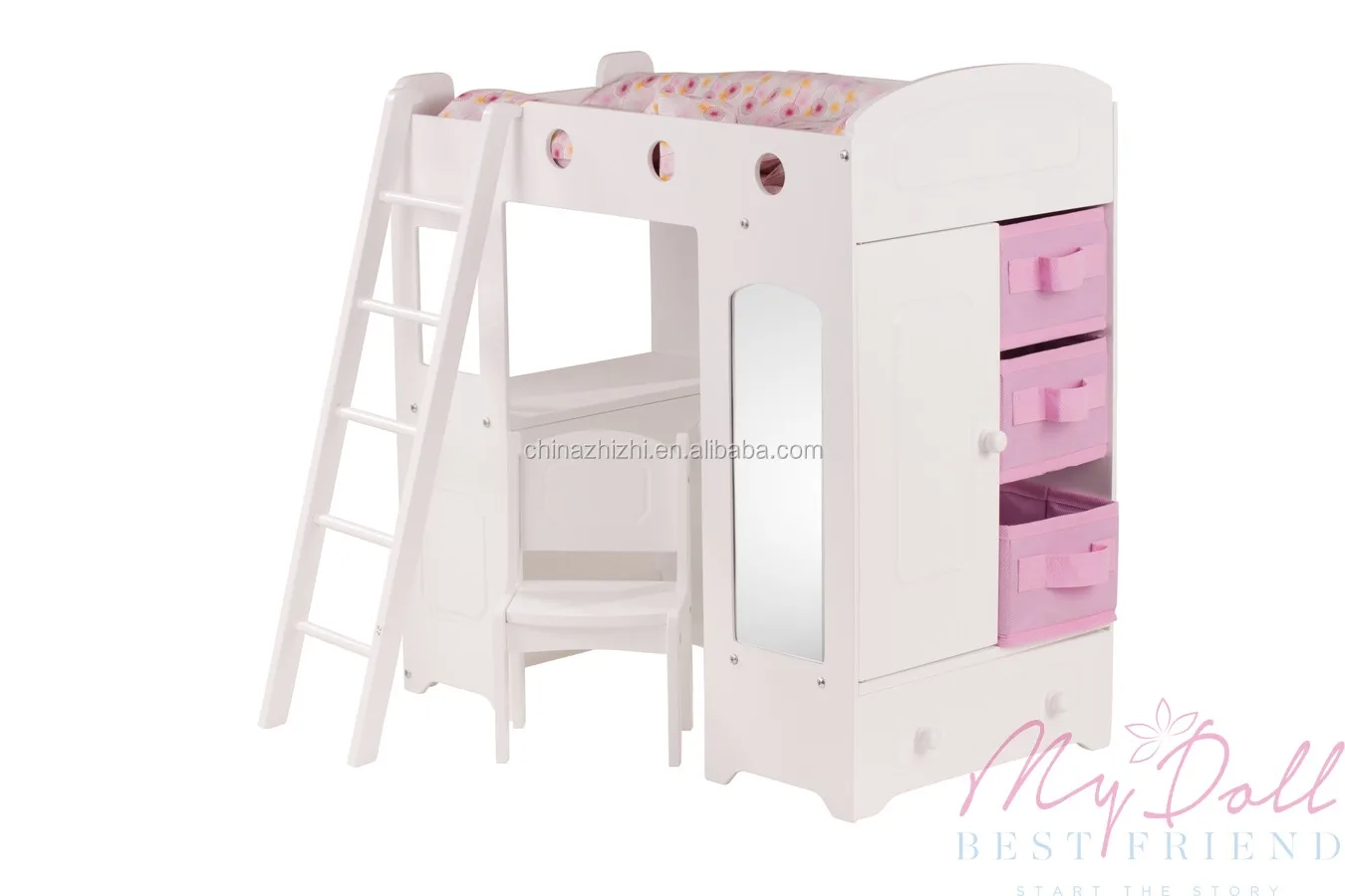 Custom Wooden Doll House Bunk Bed For American Girl Doll With