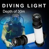 Multi-function power supply magnet USB rechargeable spotlight flat light waterproof IP68 diving torch light for diving