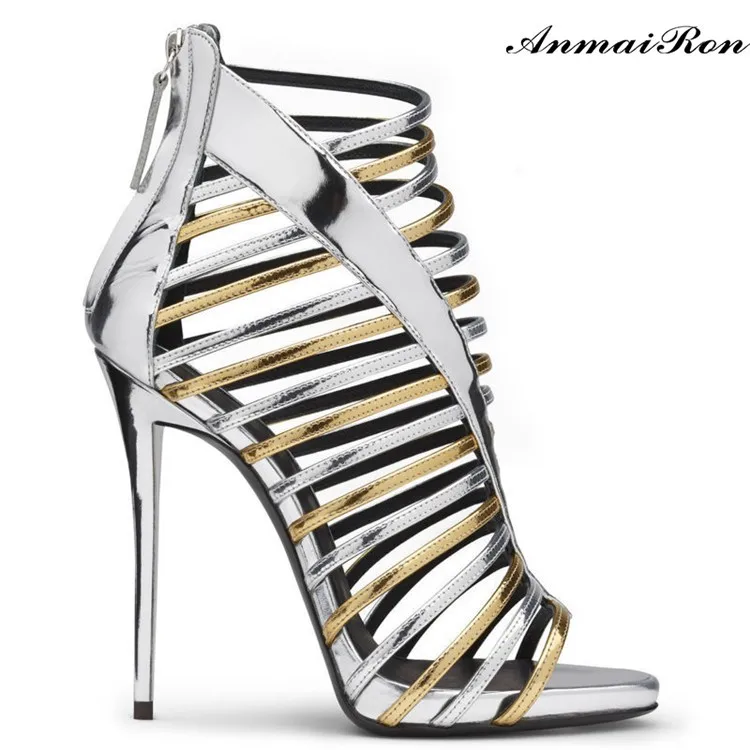 Sexy Ladies Fashion Shoes Fancy Crystal Patent Pu Shoes High Heels Roman Sandals Strippers High 5336